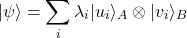 \[ |\psi\rangle = \sum_i \lambda_i |u_i\rangle_A \otimes |v_i\rangle_B \]