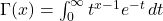 \Gamma(x) = \int_0^\infty t^{x-1} e^{-t} \, dt