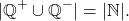 \[ |\mathbb{Q}^+ \cup \mathbb{Q}^-| = |\mathbb{N}|. \]