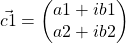 \vec{c1} = \begin{pmatrix}a1+ib1 \\a2+ib2  \end{pmatrix}