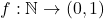 f:\mathbb{N}\to(0,1)