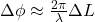 \Delta\phi \approx \frac{2\pi}{\lambda}\Delta L